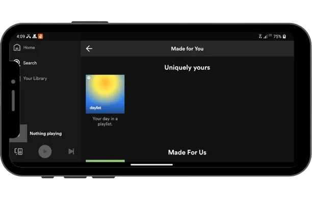 Made for you feature of spotify apk